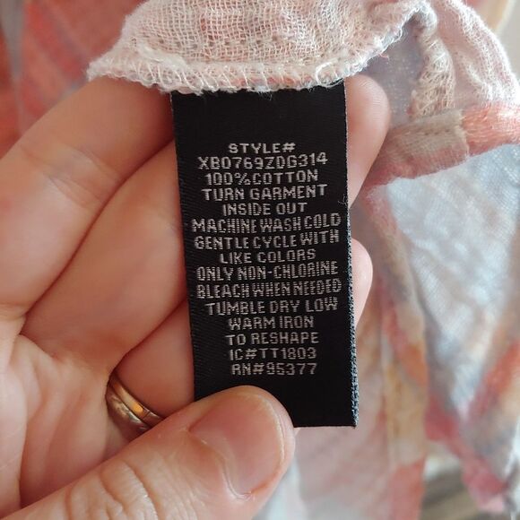 Sanctuary Gauzy Pastel Plaid Button Up Shirt Size Medium - Picture 7 of 7